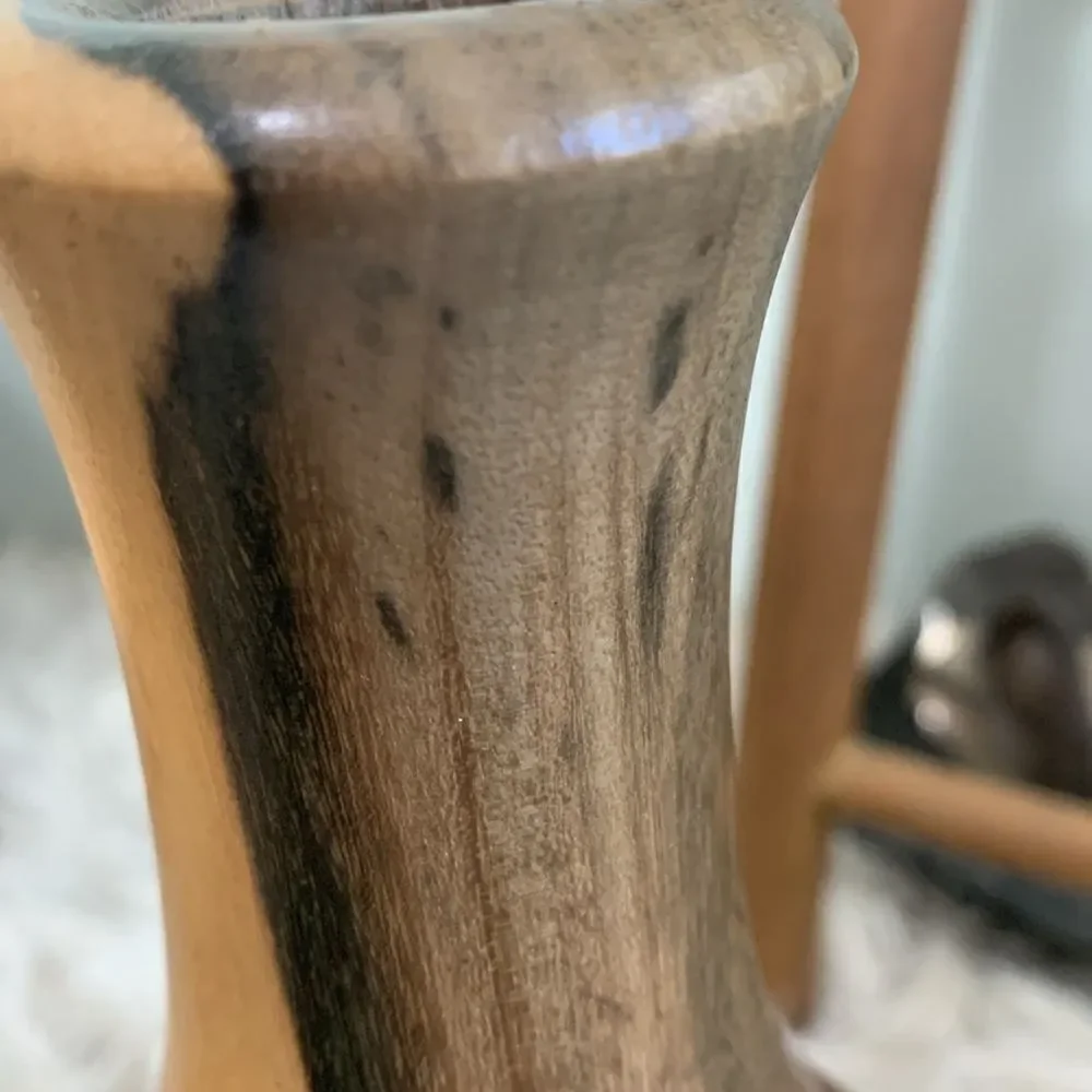 Decorative Handcrafted Wooden Vase Unsigned Made With Multiple Varieties Of Wood